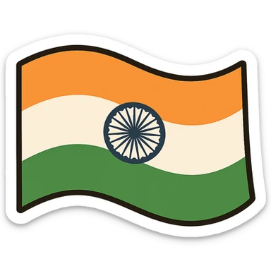 flat toon style Indian flag, no background sticker