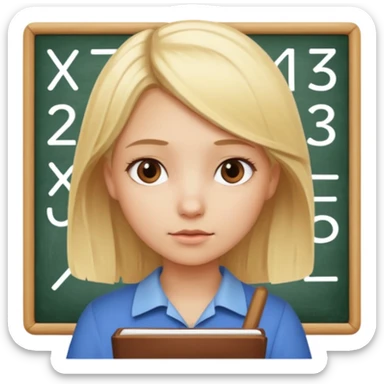 blonde girl doing math sticker