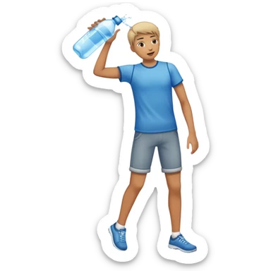 full length teenager throwing a water bottle sticker