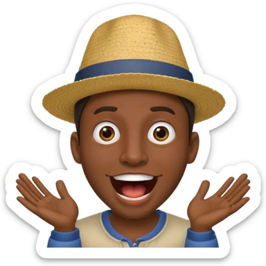 homme créole réunionnais  étonné  bouche ouverte avec chapeau sticker