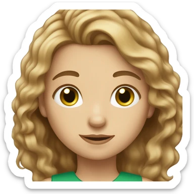 pretty girl light brown wavy hair green eyes with book in hand sticker