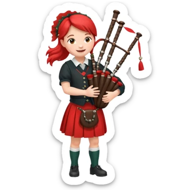 scotch girl playing bagpipe full body red skirt sticker