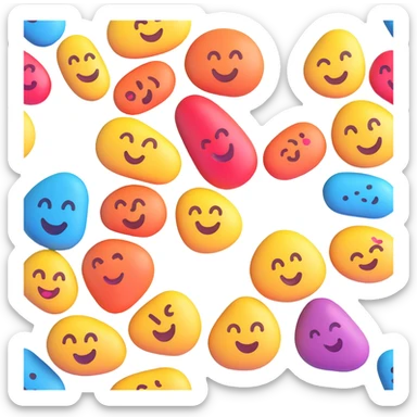 a painted rock, 3D emoji style, smooth and colorful sticker