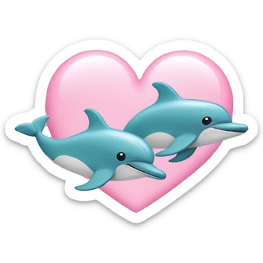 dolphins with baby pink hearts sticker