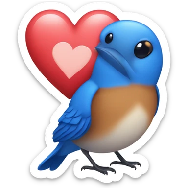 Bluebird with a heart sticker