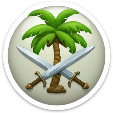 logo of two crossed swords with a palm tree in the middle sticker