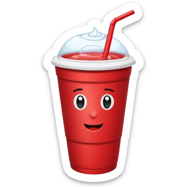 red paper cup with a straw sticker