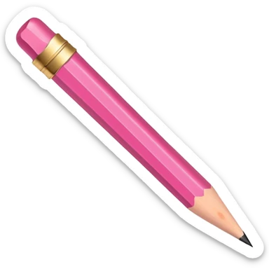 The hand writes with a pink pencil  sticker