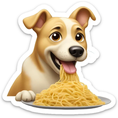 Dog eating pasta with big lashes and glossed lips sticker