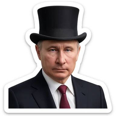 realistic Putin in a black top hat sticker