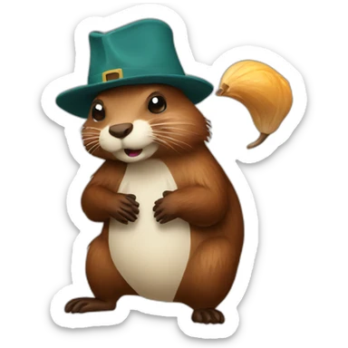 Beaver with bicorn sticker