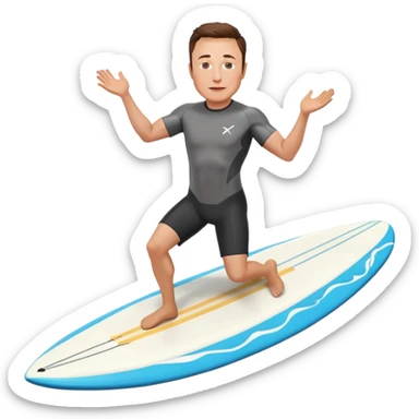 Elon Musk réaliste sur une planche de surf sticker