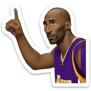 Kobe Bryant points his finger up in warning sticker