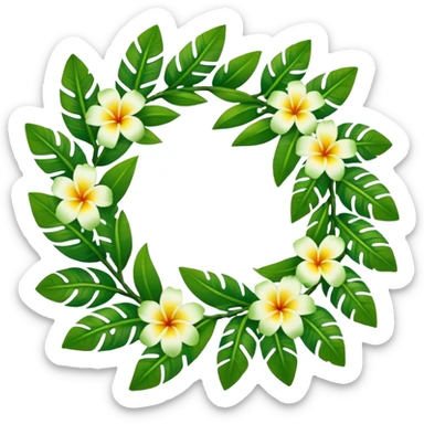 hawaiian haku lei (green leaf flower crown) sticker