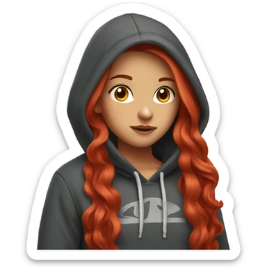 Pretty Girl with long red hair and a hoodie sticker