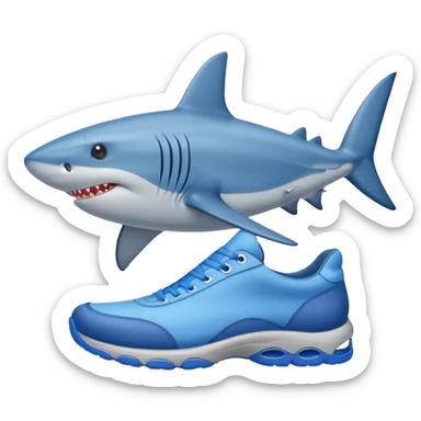 a blue shark with blue shoes sticker