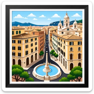 piazza di spagna with barcaccia view from up above
no square style no frame png style 
 sticker