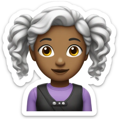 uma menina de cabelo preto cacheado branca  sticker