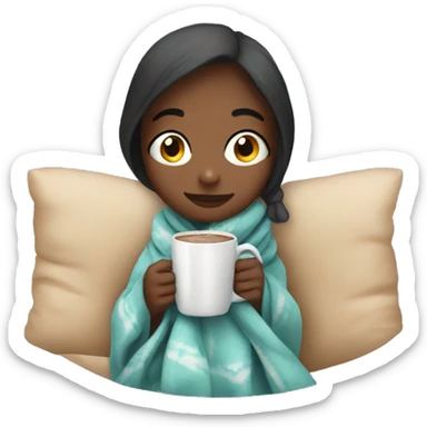 Girl with a blanket drinking hot chocolate sticker