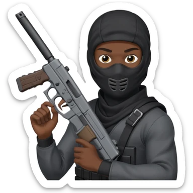 Créame este emoji 🥷🏾 con una glook en la mano y el cargador largo sticker