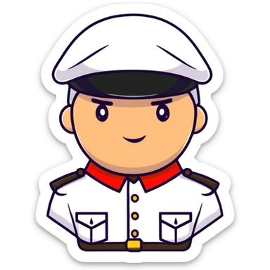 Tomato wearing Napoleon Bonaparte's bicorne hat and military officer uniform sticker