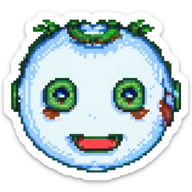 the 'harder' difficulty face from Geometry Dash, pixel art style, sharp eyes, mischievous grin, no text sticker