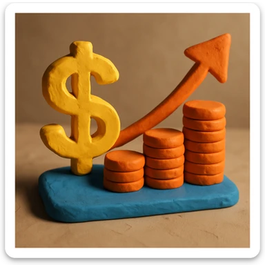 investment symbol, claymation 3D style sticker