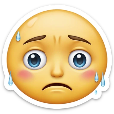 A crying emoji, with tears that freeze sticker