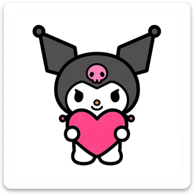 Kuromi holding a heart, sweet and charming sticker