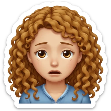 long light brown curly hair girl bawling  sticker