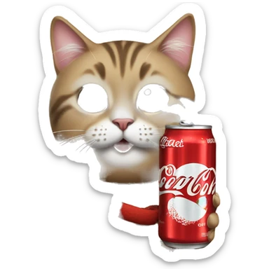 Cat emoji holding a coke sticker