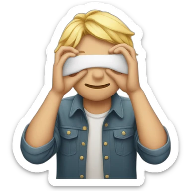 Shy person covering his eyes with his hands sticker
