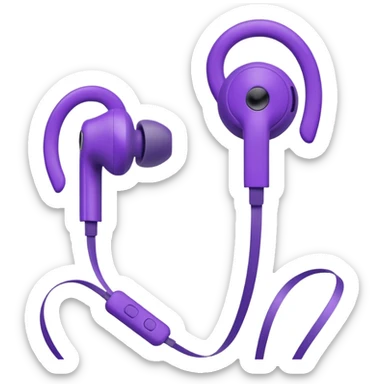 purple wired earbuds sticker