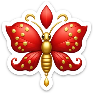 rococó moño rojo con dorado sticker