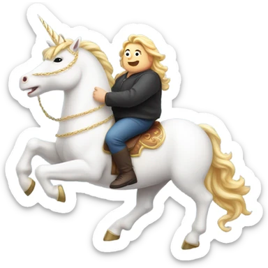 fat person riding a unicorn sticker