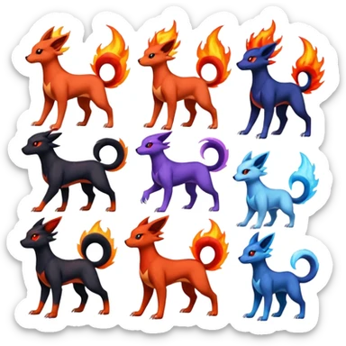 
Canine-Litten-Houndoom-Amaura-Salandit-Noibat-Flareon-Fakémon-fusion (full body) sticker