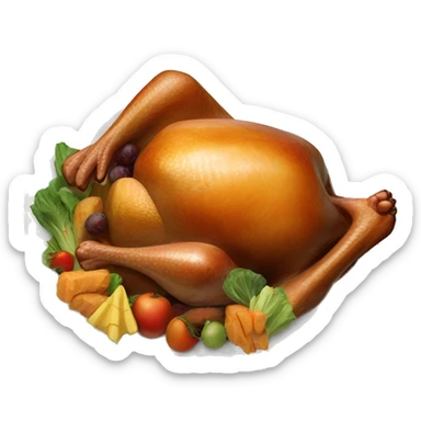 turkey next to a big plate of food sticker