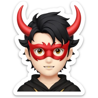 Masked anime boy whit horns sticker