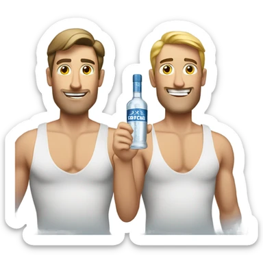 Two shirtless Caucasian men with vodka in hand sticker