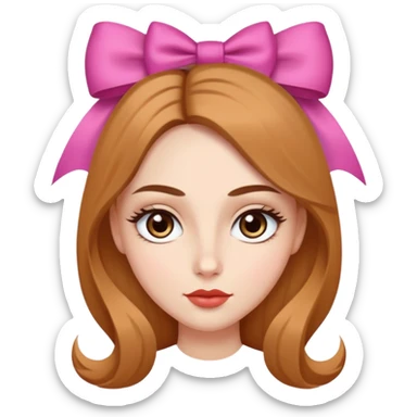 Heart shape face , fair skin , almond eyes, light brown eye, upward eyebrow, straight nose, bow lips shape, long heir , clean makeup sticker