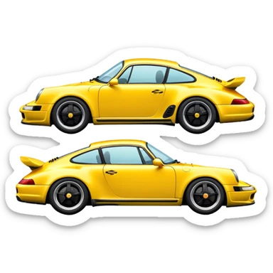 yellow porsche car side-view sticker