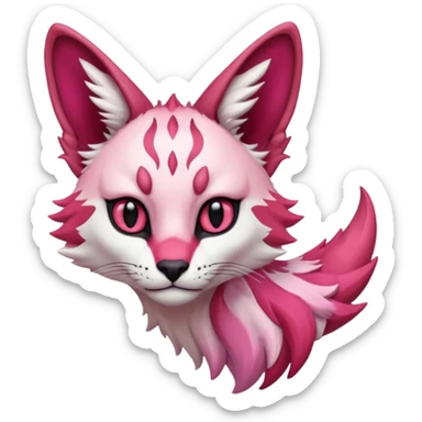 Epic complex detailed sanguine-red magenta pink white pastel realistic aesthetic-scenic-Fakémon-Trico-Sergal-Serval-Vernid-creature sticker