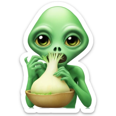 Alien eating turnip sticker