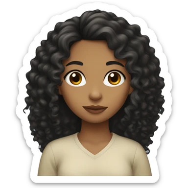 mixed girl with long black curly hair  sticker