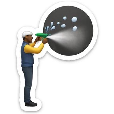 man spraying on a wall sticker