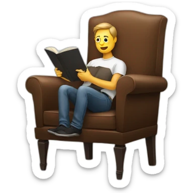men reading a book sit in a chair sticker