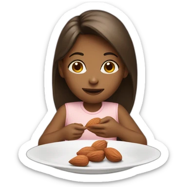 A girl eating almond sticker