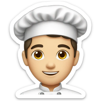 young white boy chef with dark short hair  sticker