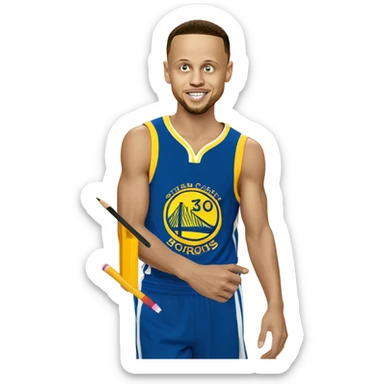 Stephen Curry with a pencil of his nose sticker