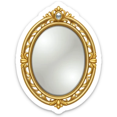 Oval mirror with gold border sticker
